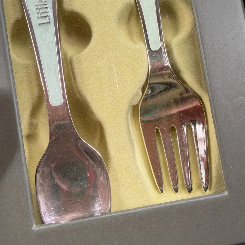 Demdaco Little Prince Spoon & Fork Keepsake Gift Set Silver Mint Crown New‎ Box